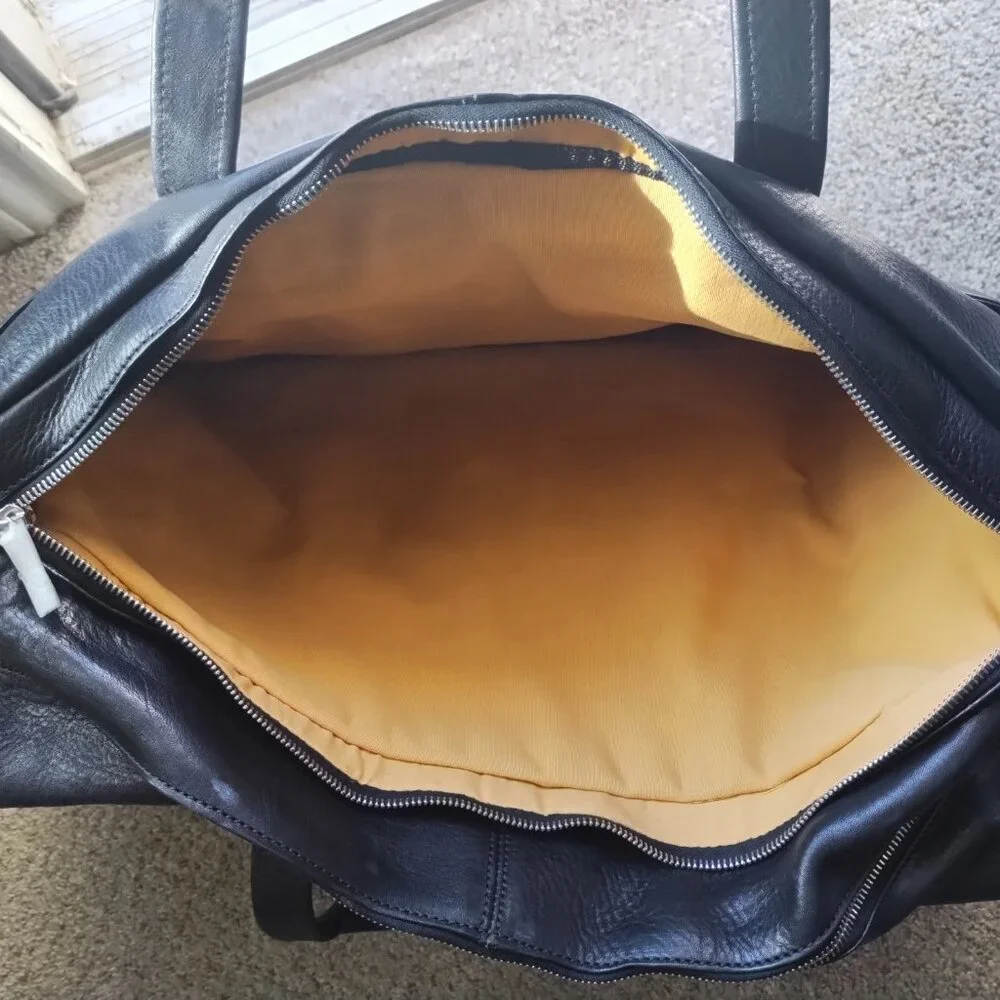 NWT Luxury Classic Black SADDLE LEATHER Carry-On Weekender Travel Duffle Bag 19